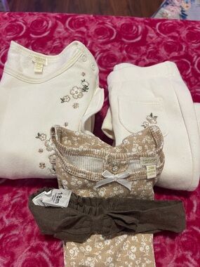 Tahari Cream and Brown Girls Matching Set